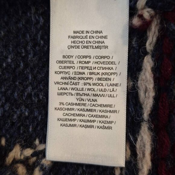 Polo by Ralph Lauren Men's Blue Fair Isle-Knit Wool Cashmere Sweater Size L - Picture 7 of 9